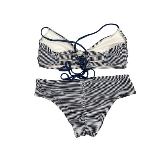 Xhilaration Swim White Blue Scrunch Back Bikini Size Women's Small / Large - Picture 2 of 3